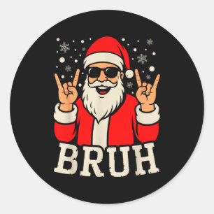 Adesivo Redondo Meme Natal Bruh Divertido Papai Noel Adolescentes