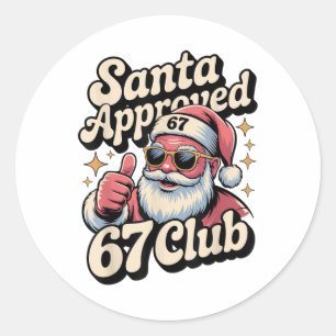 Adesivo Redondo Meme Natal Divertido 67 - Retro Santa Aprovado 67