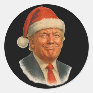 Adesivo Redondo Meme Natalino Trump Face Papai Noel Engraçado