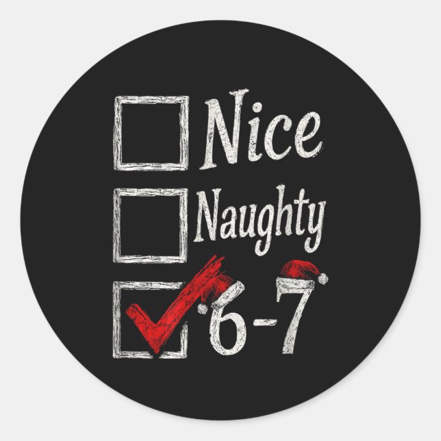 Adesivo Redondo Meme Nice Naughty Christmas Funny Gift Men, Women  (Frente)