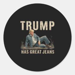 Adesivo Redondo Meme Retro Trump Tem Ótimas Calças Jeans