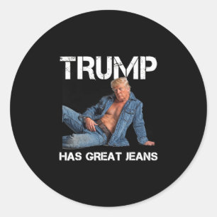 Adesivo Redondo Meme Trump Retro Tem Ótimas Calças Jeans Vintage