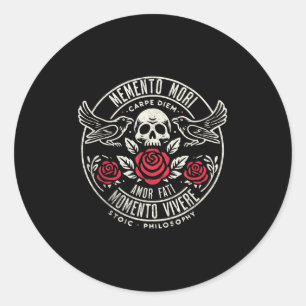 Adesivo Redondo Memento Mori, Amor Fati, Filosofia Stoic Cote