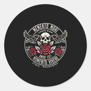 Adesivo Redondo Memento Mori, Amor Fati, Filosofia Stoic Pr