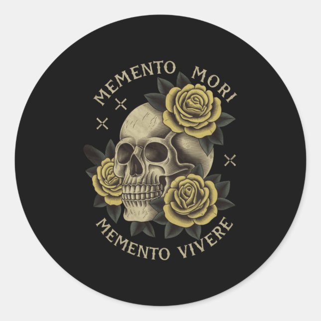 Adesivo Redondo Memento Mori Memento Vivere - Filosofia &amp; Lat (Frente)