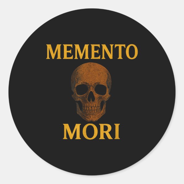 Adesivo Redondo Memento Mori Philosophy Stoicism Quote  (Frente)