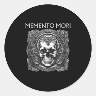 Adesivo Redondo Memento Mori Skull Filosofia Estática Homens Mulhe