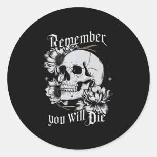 Adesivo Redondo Memento Mori Skull Filosofia Estática Homens Mulhe