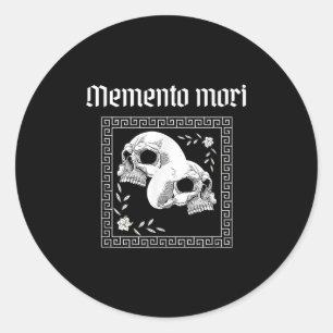 Adesivo Redondo Memento Mori Skull Filosofia Estática Homens Mulhe
