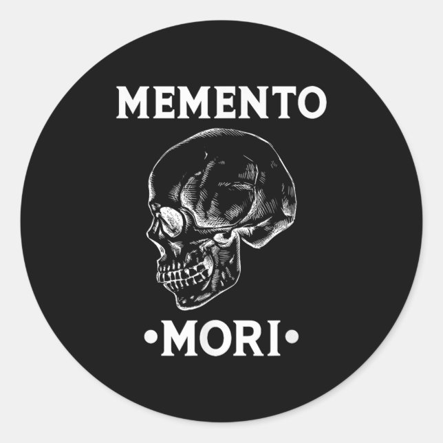 Adesivo Redondo Memento Mori Skull Stoicism Filosofia (Frente)