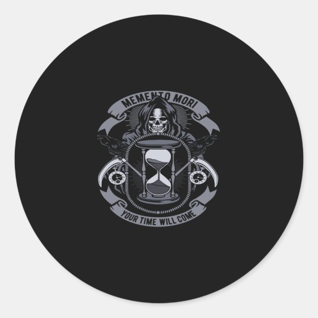 Adesivo Redondo memento mori your time will come (Frente)