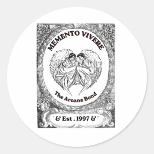 Adesivo Redondo Memento Vivere   Arte de Anjo Vintage Bond