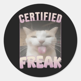 Adesivo Redondo Memória de Gato Engraçado de Freak Certificado