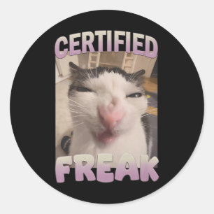 Adesivo Redondo Memória de Gato Freak Certificado Meme Offensive M