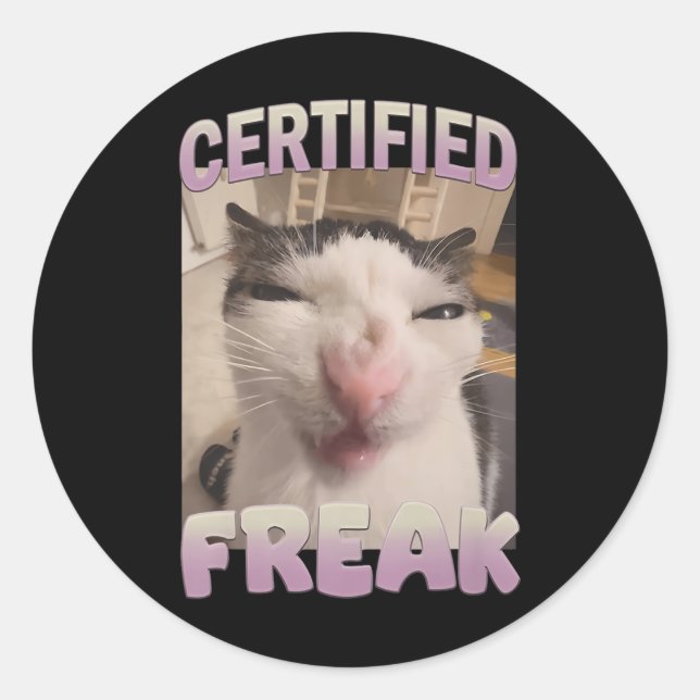 Adesivo Redondo Memória de Gato Freak Certificado Meme Offensive M (Frente)