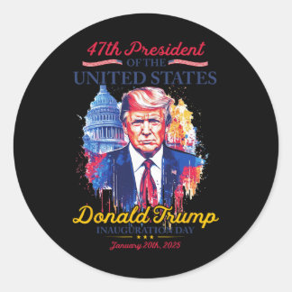 Adesivo Redondo Memória do Presidente Trump Usa Inauguration Day 2