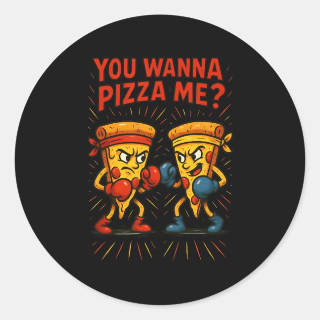 Adesivo Redondo Memória Engraçada Da Pizza - Quer Pizza Me (Frente)