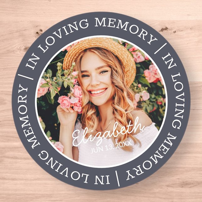 Adesivo Redondo Memorial In Loving Memory Modern Custom Photo (Criador carregado)