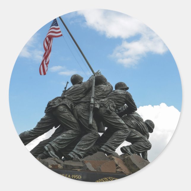 Adesivo Redondo Memorial Iwo Jima em Washington DC (Frente)