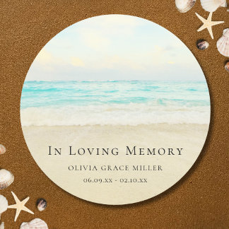 Adesivo Redondo Memorial ou Homenagem Funeral do Oceano de Praia