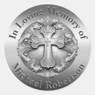 Adesivo Redondo Memorial Personalizado com Cruz