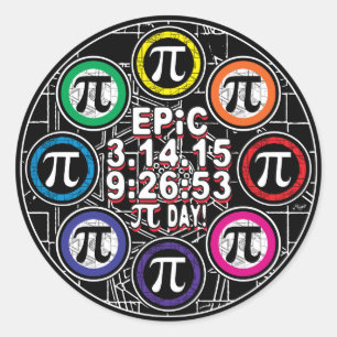 Adesivo Redondo Memorial Ultimate para Epic Pi Day Símbolo