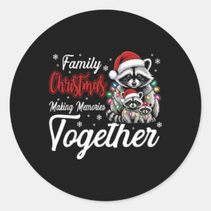 Adesivo Redondo Memórias de Fazeres de Natal da Família Raccoon ju