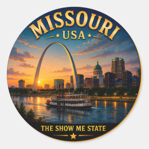 Adesivo Redondo Memórias de Férias no Arco da Porta de Missouri 🟡