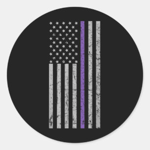 Adesivo Redondo Memórias de púrpura da bandeira americana Heimer