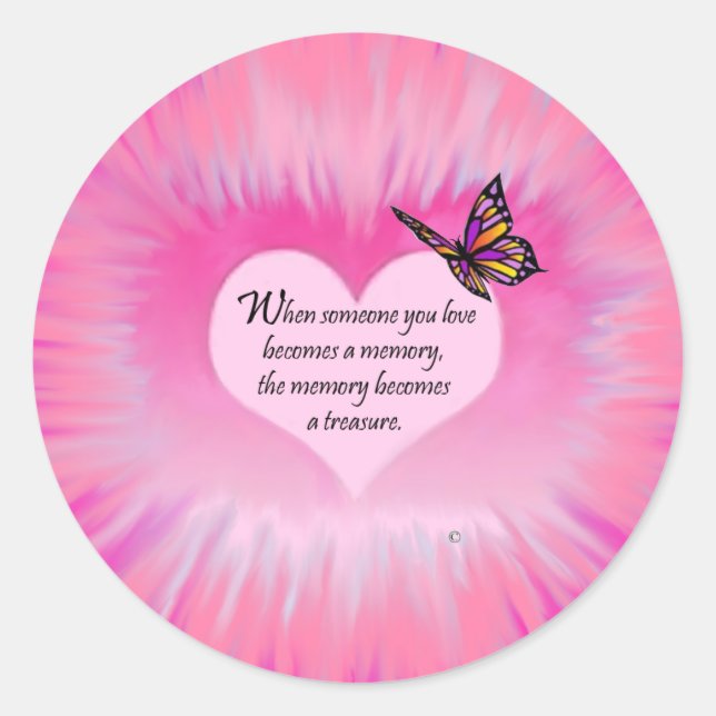 Adesivo Redondo Memórias tesouras Poema da Borboleta (Frente)