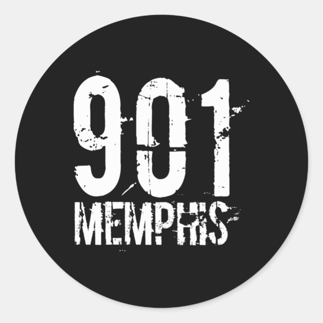 Adesivo Redondo Memphis 901 Código de área em destaque (Frente)