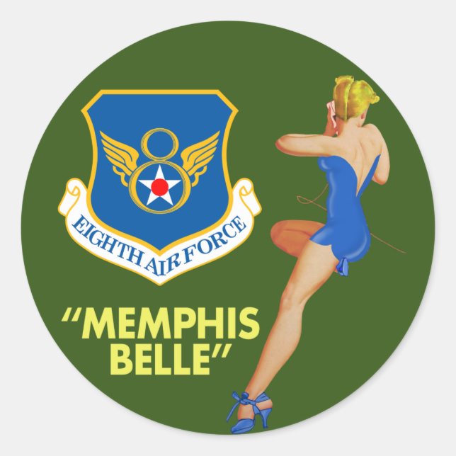 Adesivo Redondo "Memphis Belle" 8ª Força Aérea (Frente)