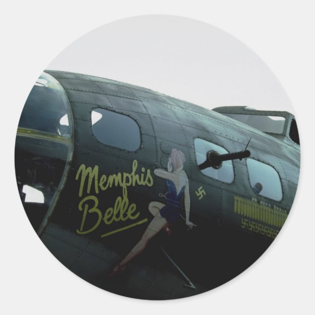Adesivo Redondo Memphis Belle, arte nasal (Frente)
