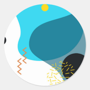 Adesivo Redondo Memphis, ilustração legal, na moda, urbana,