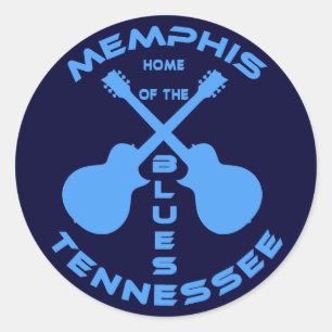 Adesivo Redondo Memphis, Tennessee Home of the Blues