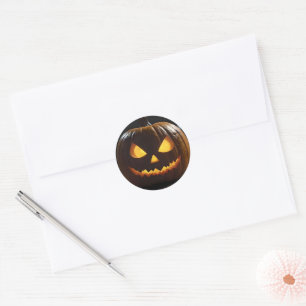 Adesivo Redondo Menacing Halloween Pumpkin,