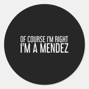 Adesivo Redondo Mendez Gift Engraçado Sobrenome Familiar Árvore An