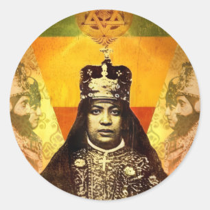 Adesivo Redondo Menen Asfaw Haile Selassie HIM Jah Rastafari 