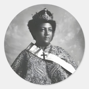 Adesivo Redondo Menen Asfaw Rainha África Imperatriz Selassie I Ra