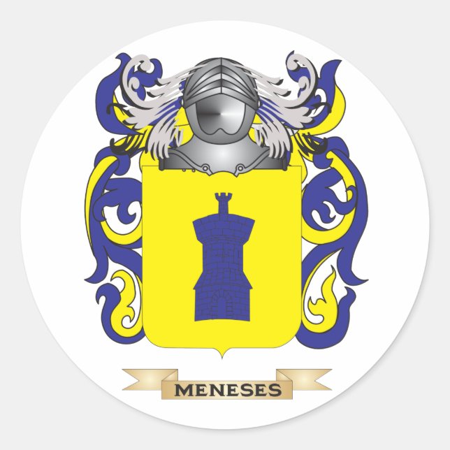 Adesivo Redondo Meneses Casaco de Braços (Crest Familiar) (Frente)