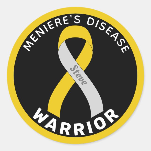 Adesivo Redondo Meniere's Disease Warrior Ribbon Black (Frente)