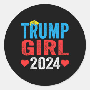 Adesivo Redondo Menina 2024 Camisas Cute Trump Flag Mulheres Menin