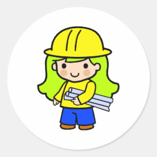 Adesivo Redondo Menina 2 do arquiteto