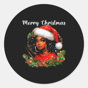 Adesivo Redondo Menina Africana Negra Natal Americano Engraçado Me