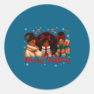Adesivo Redondo Menina Africana Negra Natal Americano Melanina Pap