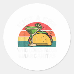 Adesivo Redondo Menina Ama Tacos Margarita Camisa Cinco De Mayo Me