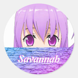 Adesivo Redondo Menina Anime Kawaii fofa doce nome rosa