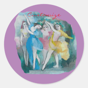Adesivo Redondo Menina Ballerina Dancers Thunder_Cove