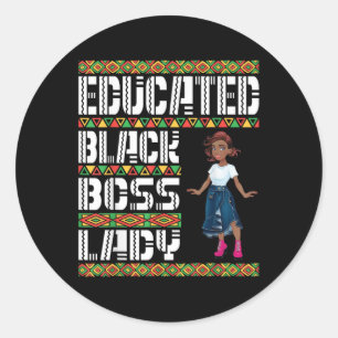 Adesivo Redondo Menina Bestial Educada Chefe Negro Lady American A