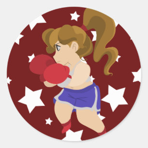 Adesivo Redondo Menina bonito do pugilista